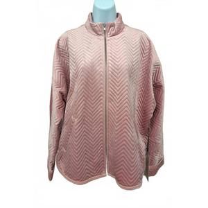 NEW REMIXMESS women's jacket with zip zigzag elastic bottom in pink